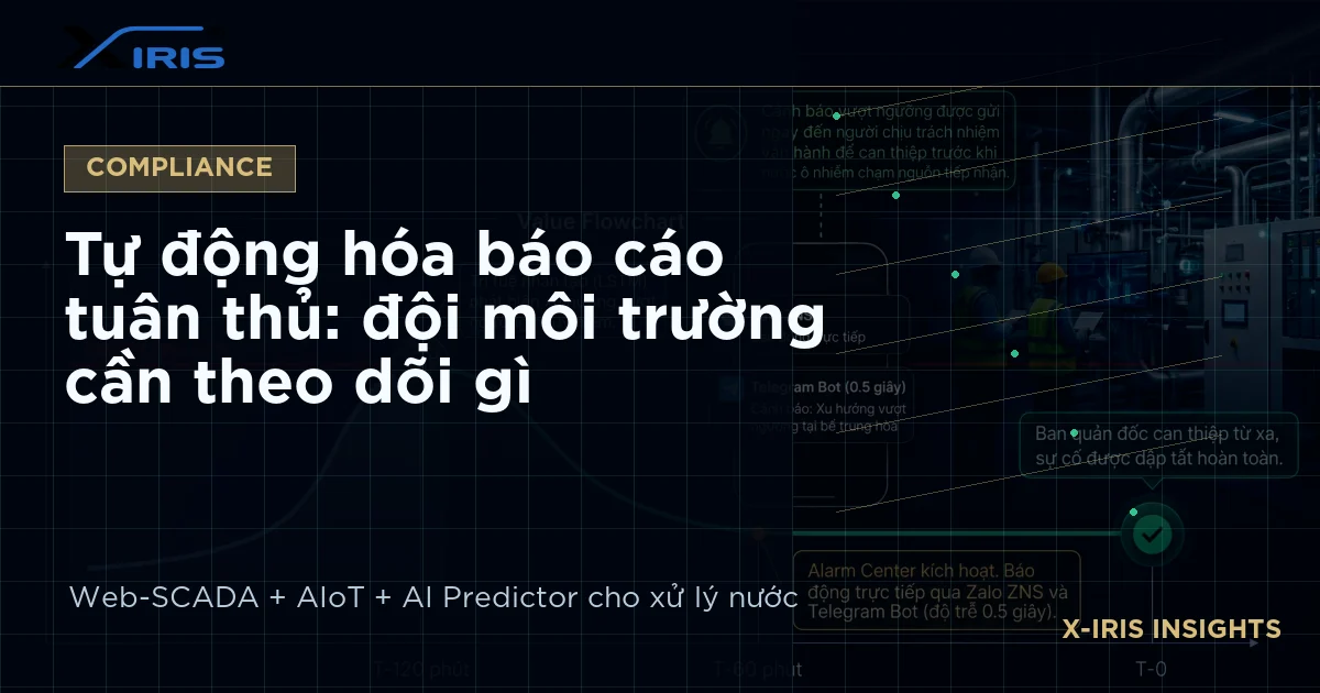Tự động hóa báo cáo tuân thủ: đội môi trường cần theo dõi gì | X-IRIS Web-SCADA và AIoT xử lý nước